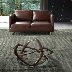 Круглый журнальный столик из стекла и массива ореха CT20050 /2064