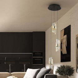 Люстра Iliada 3L черно-золотая