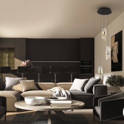 Люстра Iliada 3L черно-золотая