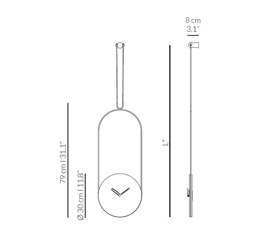 Часы Nomon COLGANTE (основание - металл в черной отделке+мрамор Emperador/стрелки - металл+орех), D=30см, H=79см
