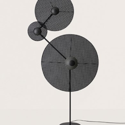 Торшер Artic с дисками из черного ротанга 1125 Ø30,Ø60,Ø90 см