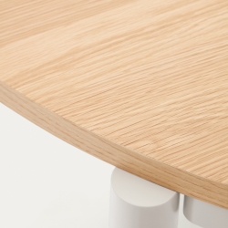 Montuiri круглый раздвижной стол из дубового шпона и белой стали