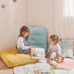 Keila Чехол для подушки из 100% хлопка с синим алфавитом 45 x 45 см