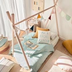 Keila Чехол для подушки из 100% хлопка с синим алфавитом 45 x 45 см