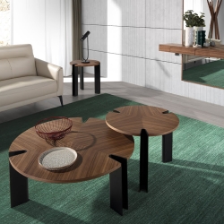 Приставной столик MH2206C/2118 из орехового дерева и черной стали