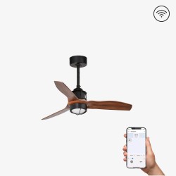Потолочный вентилятор Just Fan LED черный/древесный 81 см SMART