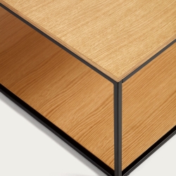 Yoana Журнальный столик из дубового шпона и черного металла 80 x 80 см