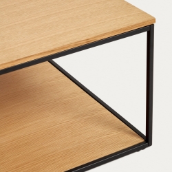 Yoana Журнальный столик из дубового шпона и черного металла 80 x 80 см