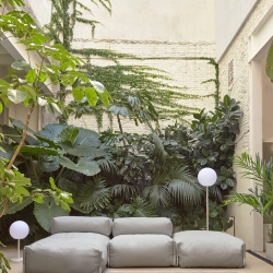 Square пуф квадратный  101 x 101 см, светло-серый, белый алюминий, для садового модульного дивана