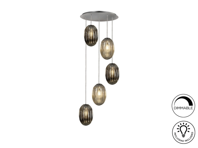 Подвесной светильник Ovila дымчатый/янтарный 5L