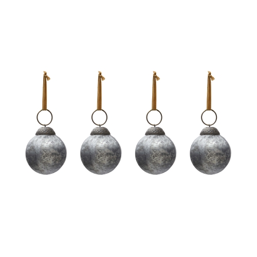 Набор из 4 рождественских шаров Blama из переработанного серебряного стекла, Ø 6 см