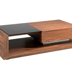 Журнальный столик из ореха с черным стеклом MH1317A /2061