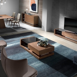 Журнальный столик из ореха с черным стеклом MH1317A /2061