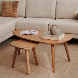 Eluana Журнальный столик из массива акации с натуральной отделкой Ø 110 x 60 см