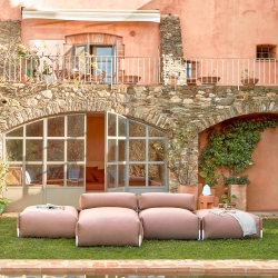 Пуф Square терракотового цвета со спинкой