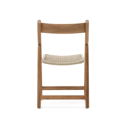 Складной стул Dandara из массива акации со стальной конструкцией и белым шнуром