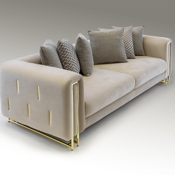 Трехместный диван Viena бежево-золотой