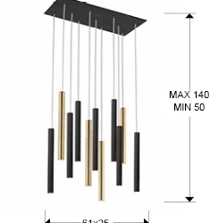 Подвесной светильник Varas 11L черный/золотой DIM