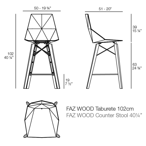 Высокий стул Faz деревянные ножки
