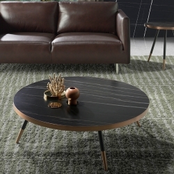 Круглый журнальный столик из стали и керамики CT1015-3AA /2068