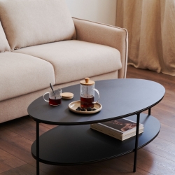 Fideia Кофейный столик из закаленного стекла и металла с матовой черной отделкой Ø 110 x 65 см