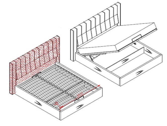 Кровать с подъемным механизмом VIGO для матраса 180*200 см