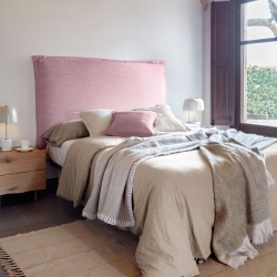 Изголовье из льняной ткани розового цвета Tanit со съемным чехлом 166 x 106 см