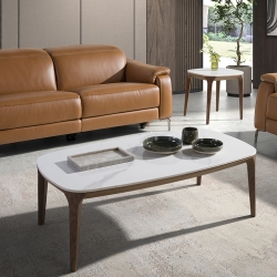 Овальный столик 2132/CT933 из керамики и ореха