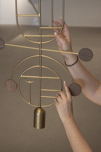 Подвесной светильник NOMON HOME WOODEN DOTS, CONF. 8, GOLD/WALNUT