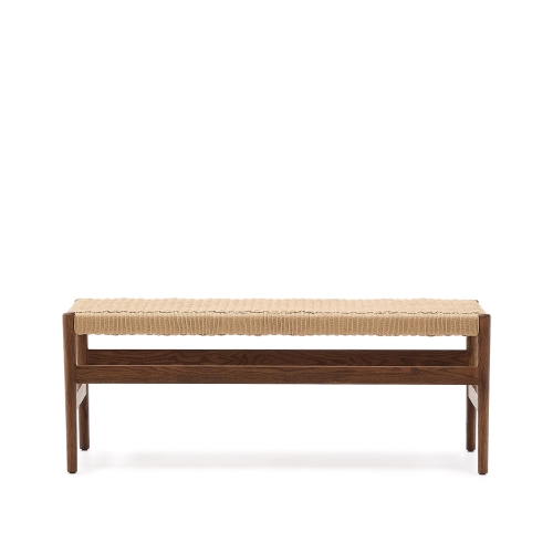 Zaide Скамейка из массива дуба с отделкой под орех и сиденьем из веревочного шнура, 120 см