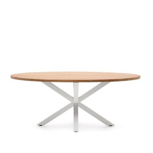 Овальный стол ARYA Argo из массива акации, белые стальные ножки 200x100