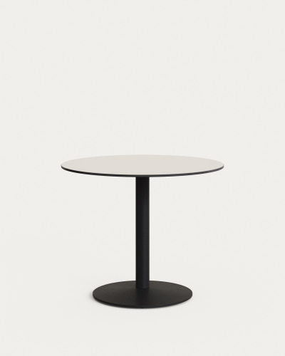 Esilda Садовый круглый стол белого цвета с черной металлической ножкой