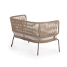 Двухместный диван Nadin из бежевого шнура с оцинкованной сталью