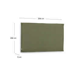 Изголовье из льняной ткани зеленого цвета Tanit со съемным чехлом 206 x 106 см