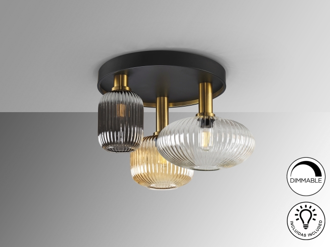 Потолочный светильник Norma 3L черный/латунь