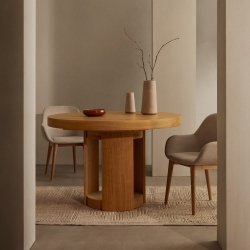 Круглый раздвижной стол Artis из массива дерева и дубового шпона, 120 (170) см x 80