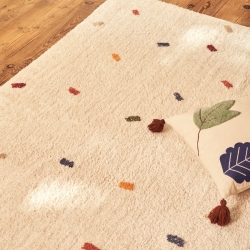 Epifania Ковер 100% белый хлопок с разноцветными точками 150 x 200 см