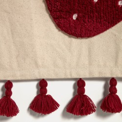 Amarantha Гобелен из 100% хлопка с красной клубникой и кисточками белого цвета 40 x 40 см