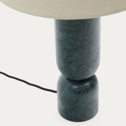 Настольная лампа Vex из зеленого мрамора с серым льняным абажуром