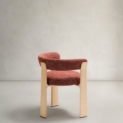 Granite Стул на 3 ножках из терракотового шенилла и массива ясеня в натуральной отделке