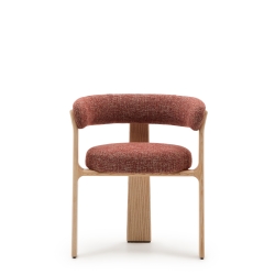Granite Стул на 3 ножках из терракотового шенилла и массива ясеня в натуральной отделке
