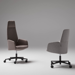 Кресло Channel с обитой спинкой и черной алюминиевой крестовиной H722AA2NM1PO11