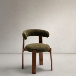 Granite Стул на 4 ножках из зеленого шенилла и массива ясеня в отделке орех