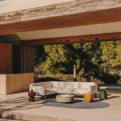 Sorells 5-местный угловой садовый диван из алюминия с зеленой отделкой