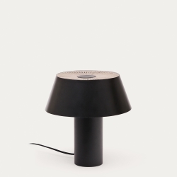 Настольная лампа Ancare из черного металла и бежевого шнура