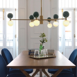 Люстра Dalt 6L золотой металл - зеленый мрамор