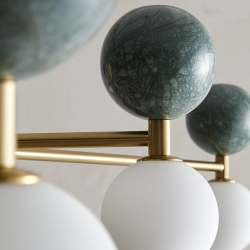 Люстра Dalt 6L золотой металл - зеленый мрамор