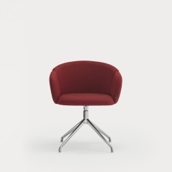 Поворотный стул Add хром/красный с подлокотниками