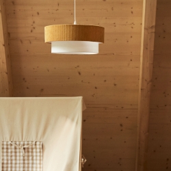 Bianella Подвесной светильник из хлопка и вельвета горчичного цвета, Ø 40 см