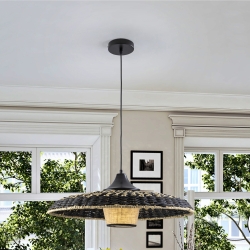 Fiji Подвесной светильник из бумаги и текстиля черный/натуральный